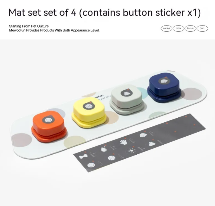 PACKCO Pet Talk Buttons set laid out showing all buttons