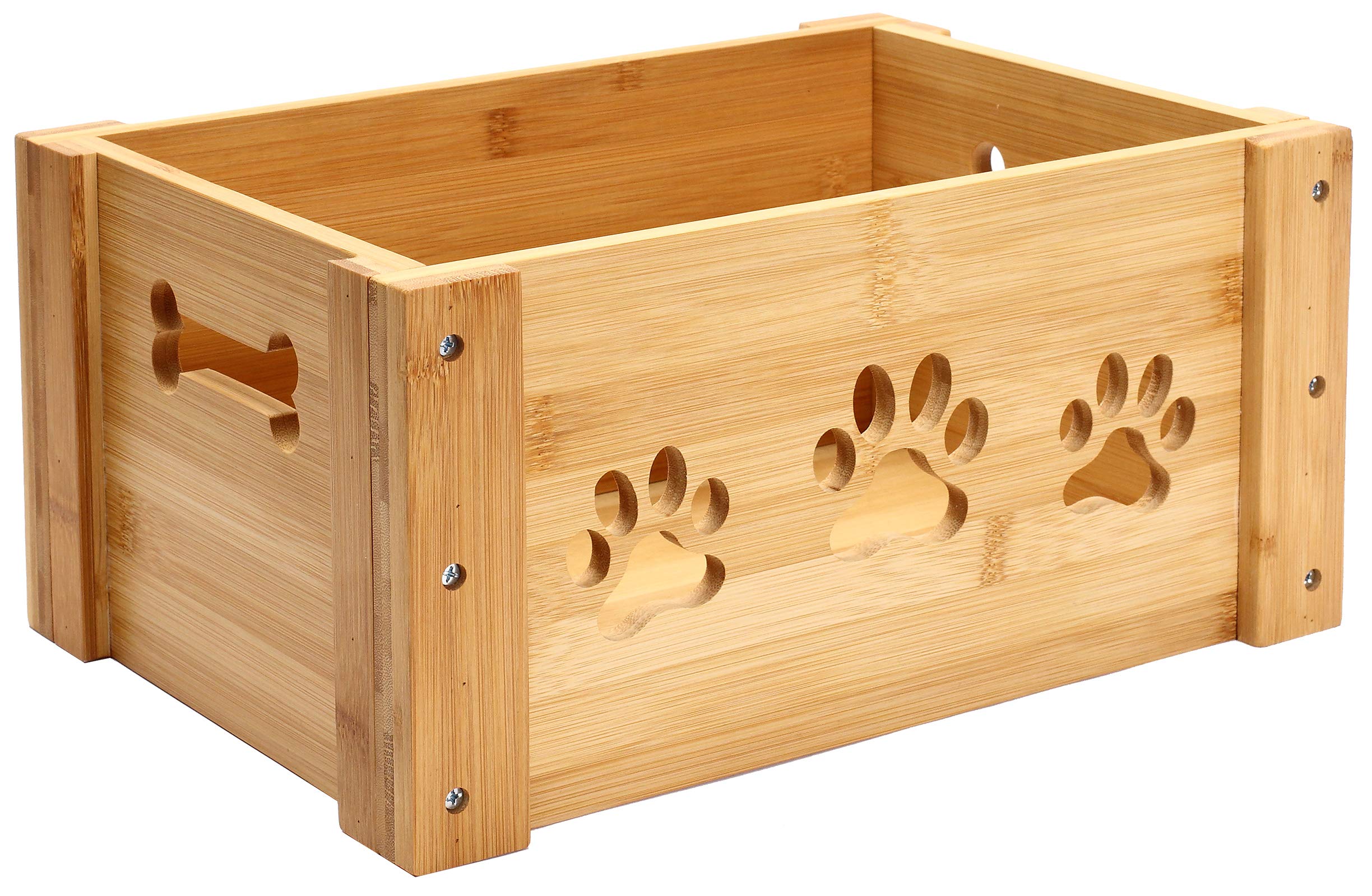 PACKCO Premium Wooden Pet Toy Box – Eco-Friendly Bamboo Storage Crate for Dogs & Cats
